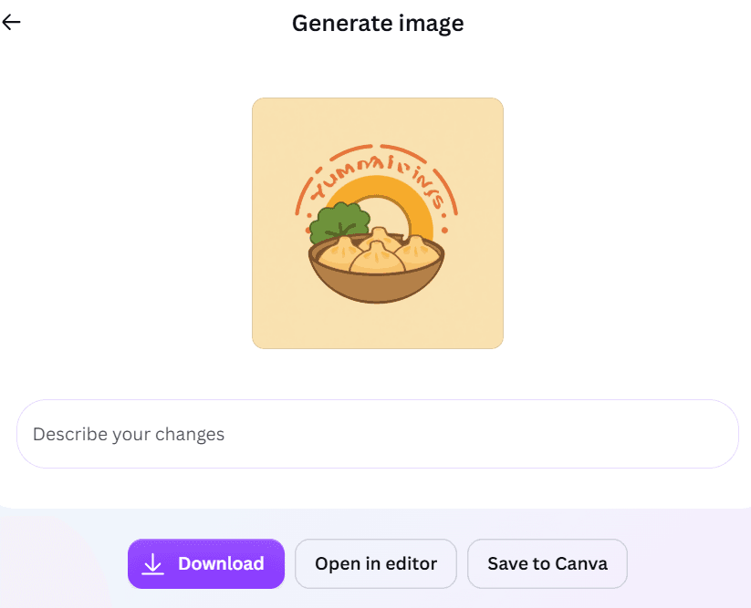 Canva AI generated dumpling bowl logo with a misspelled business name